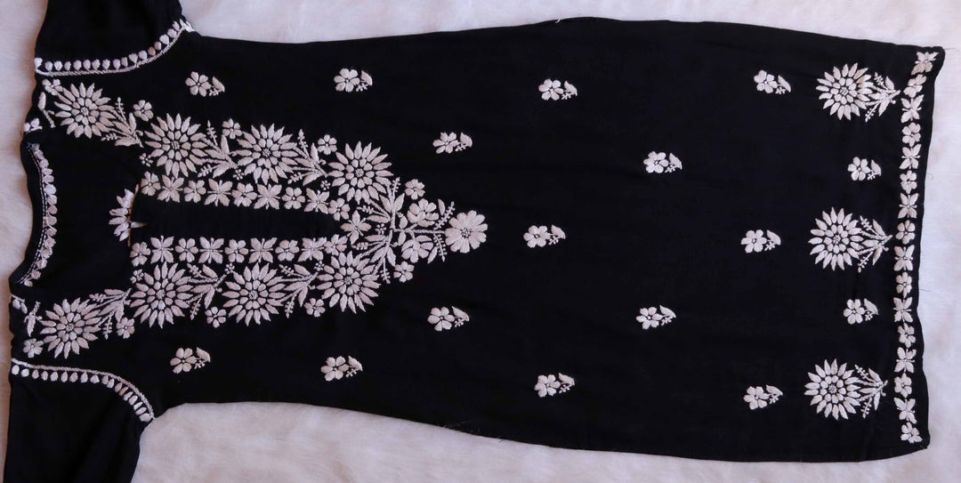 Aafiya Black Long Rayon Kurta