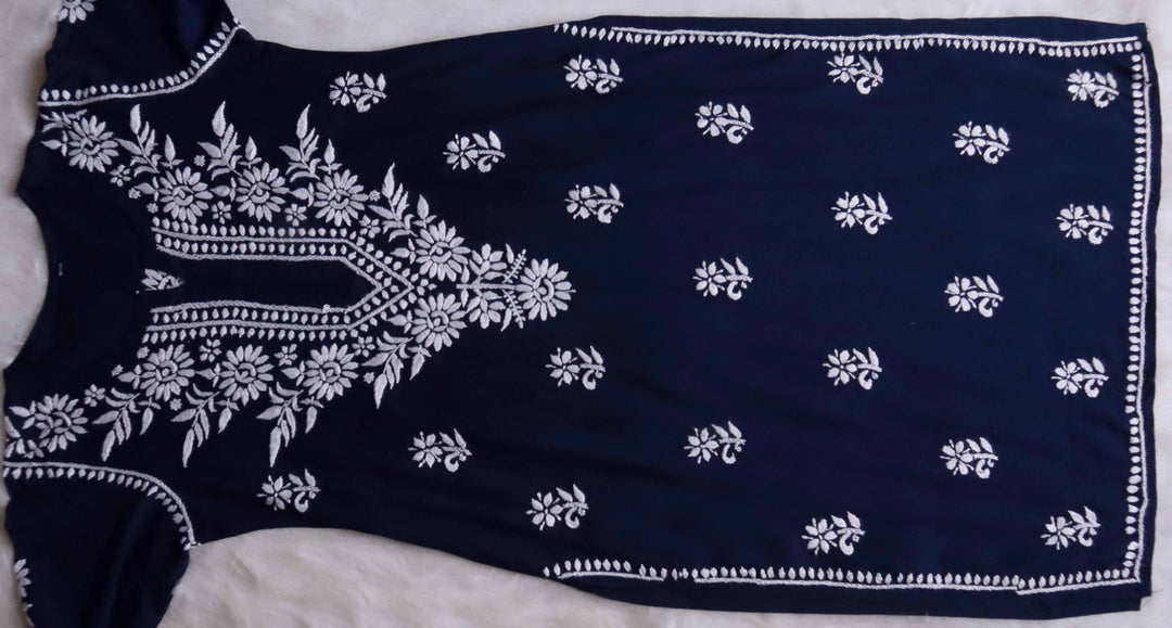 ZAINAB NAVY BLUE RAYON KURTA PANT SET