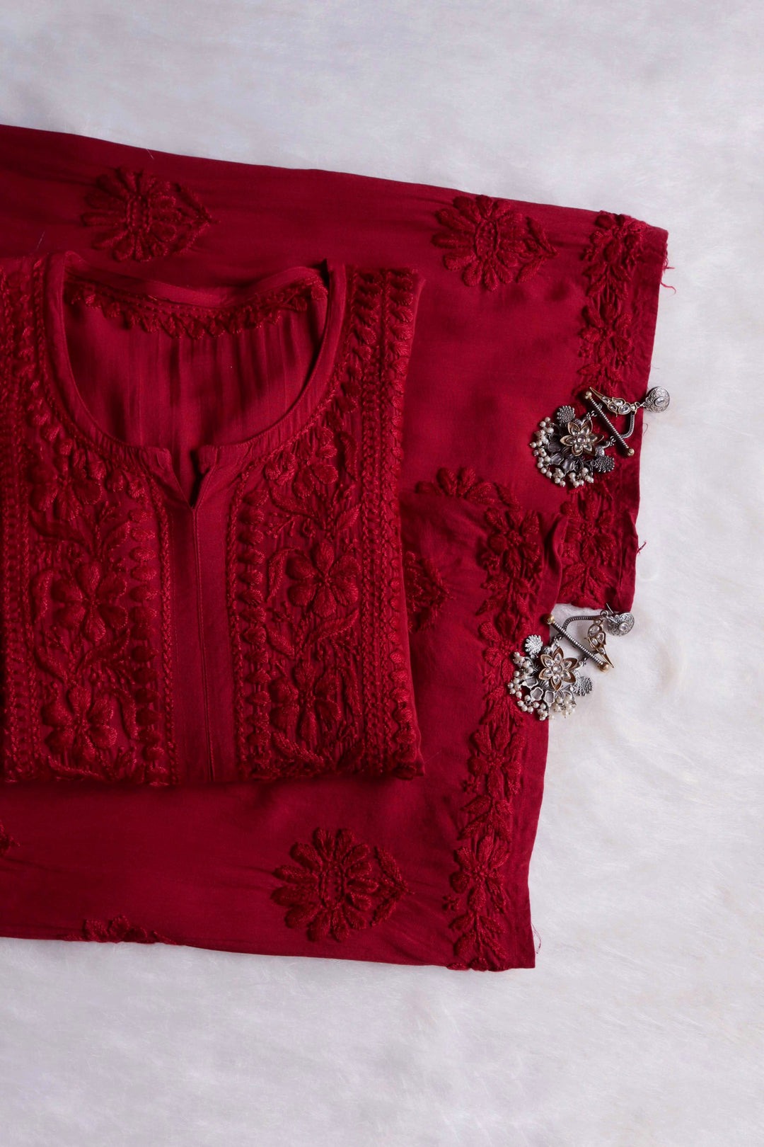 HOOR MAROON RAYON KURTA PANT SET