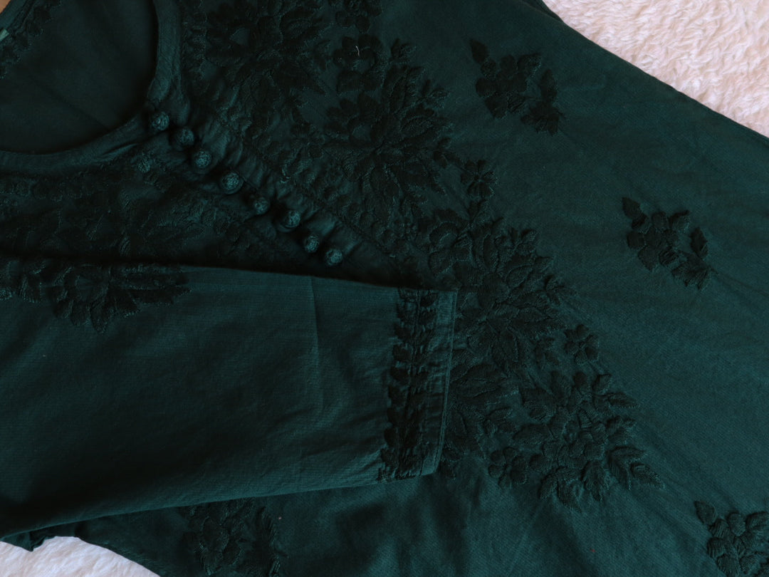 Rubab Bottle Green Rayon Long Kurti