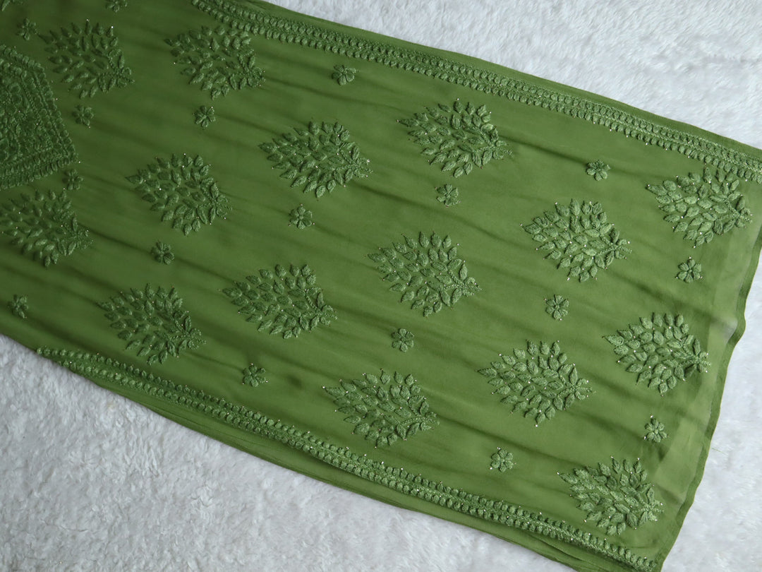 Liyaana Olive Green Viscose Georgette Kurta
