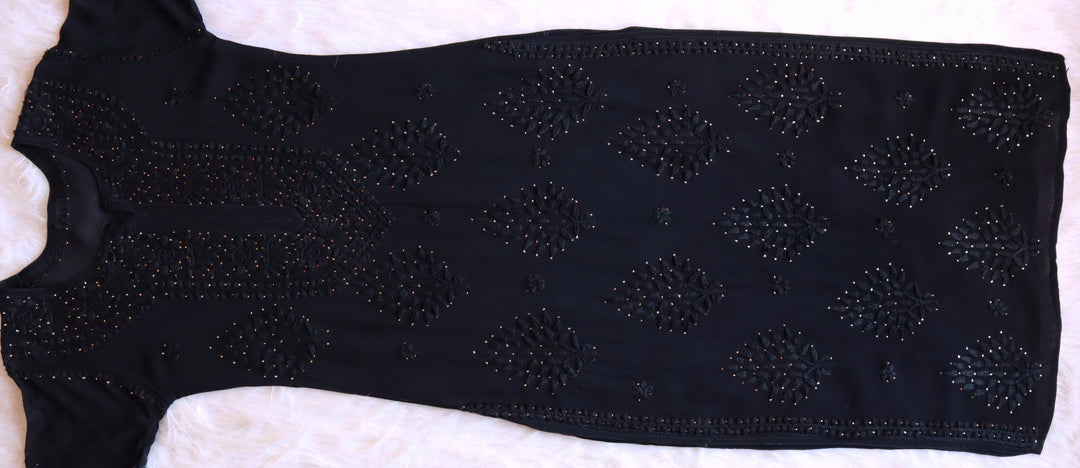 Liyaana Black Viscose Georgette Kurta