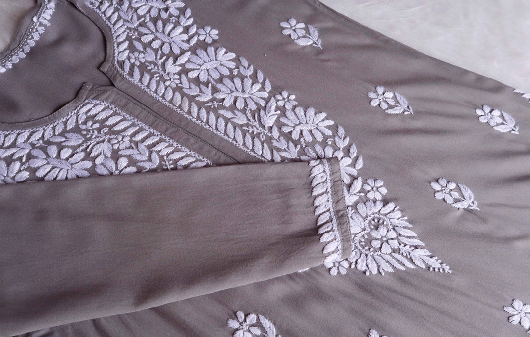 ZOYA GRAY LONG RAYON KURTA