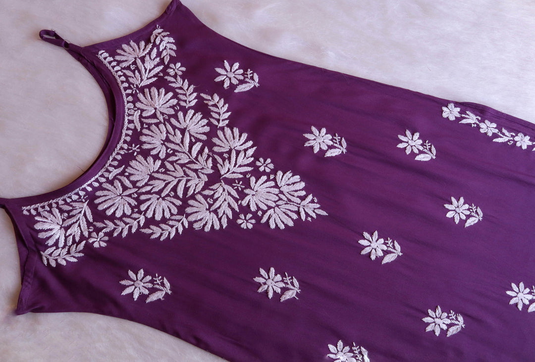 RUHI DUSTY PURPLE SLEEVELESS RAYON KURTA