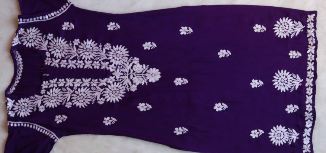 Aafiya Purple Long Rayon Kurta