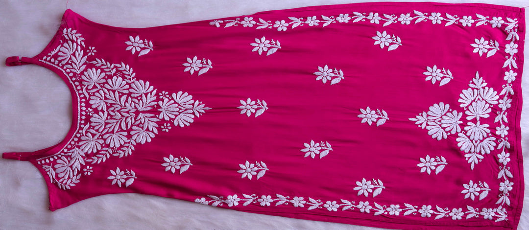 RUHI DEEP PINK SLEEVELESS RAYON KURTA