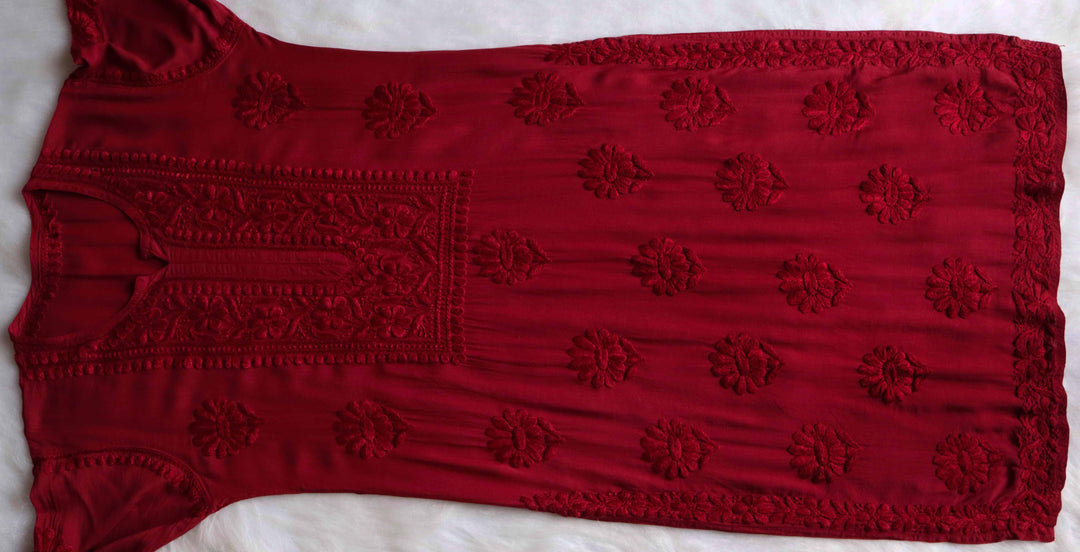 HOOR MAROON RAYON KURTA PANT SET