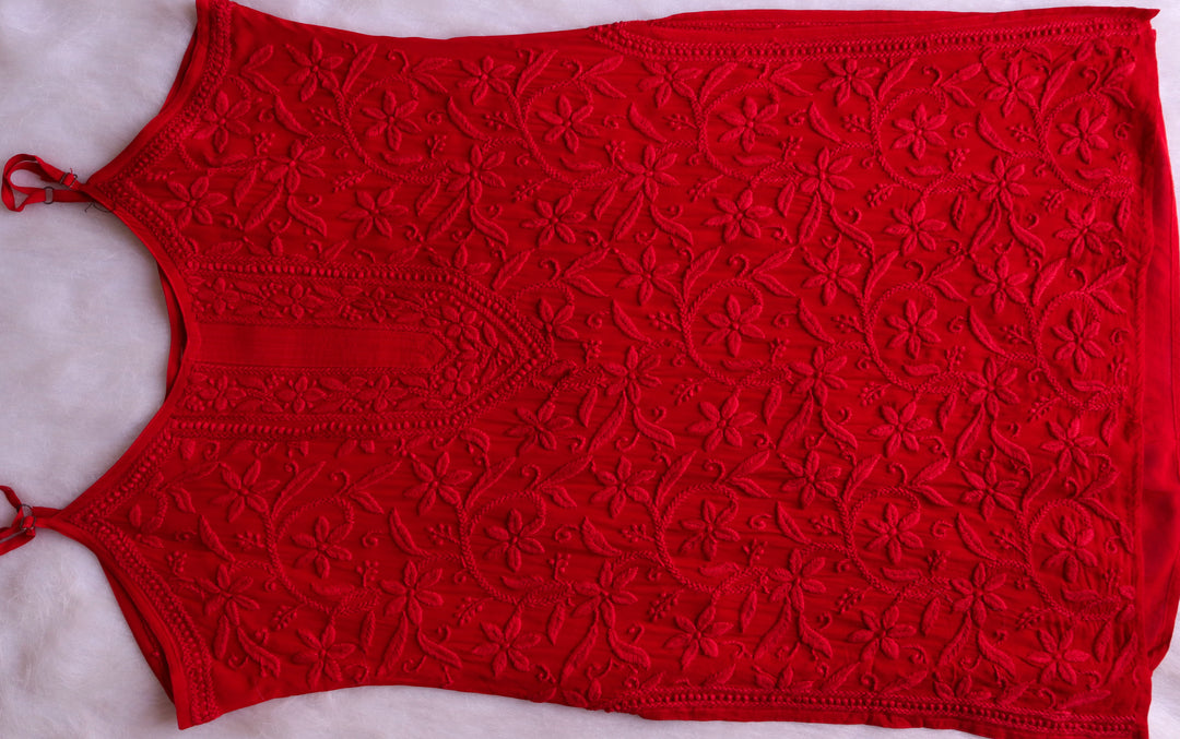 LILY RED VISCOSE STRAPPY KURTA