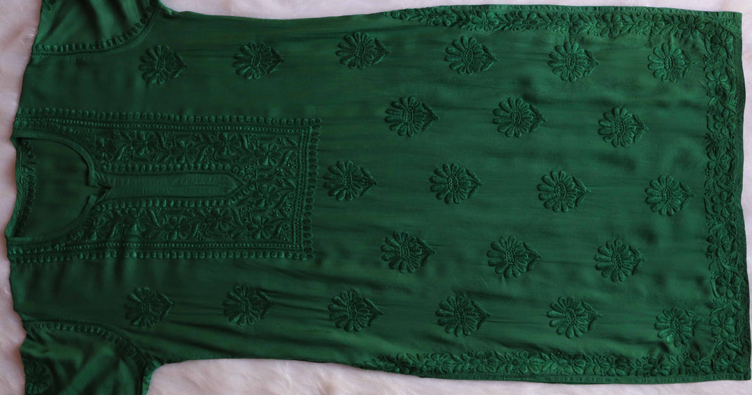 HOOR DEEP GREEN RAYON KURTA PANT SET