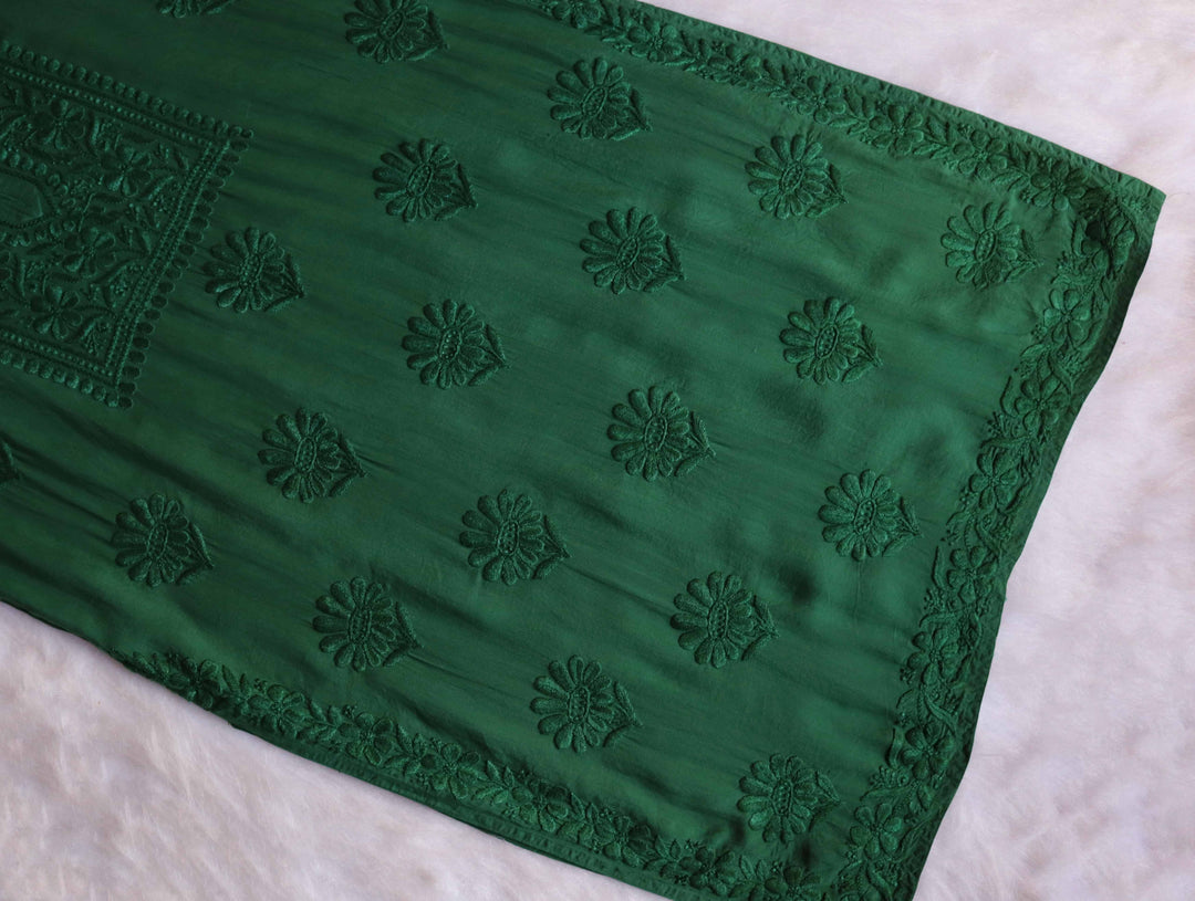 HOOR DEEP GREEN RAYON KURTA PANT SET