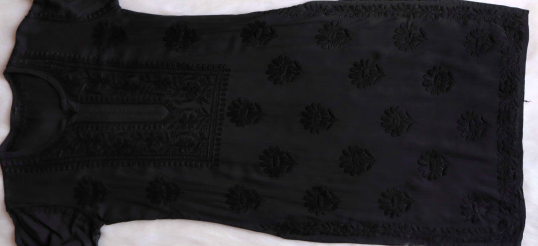 HOOR BLACK RAYON KURTA PANT SET
