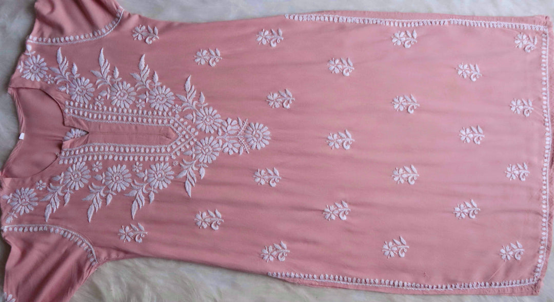 ZAINAB ROSE PINK RAYON KURTA PANT SET