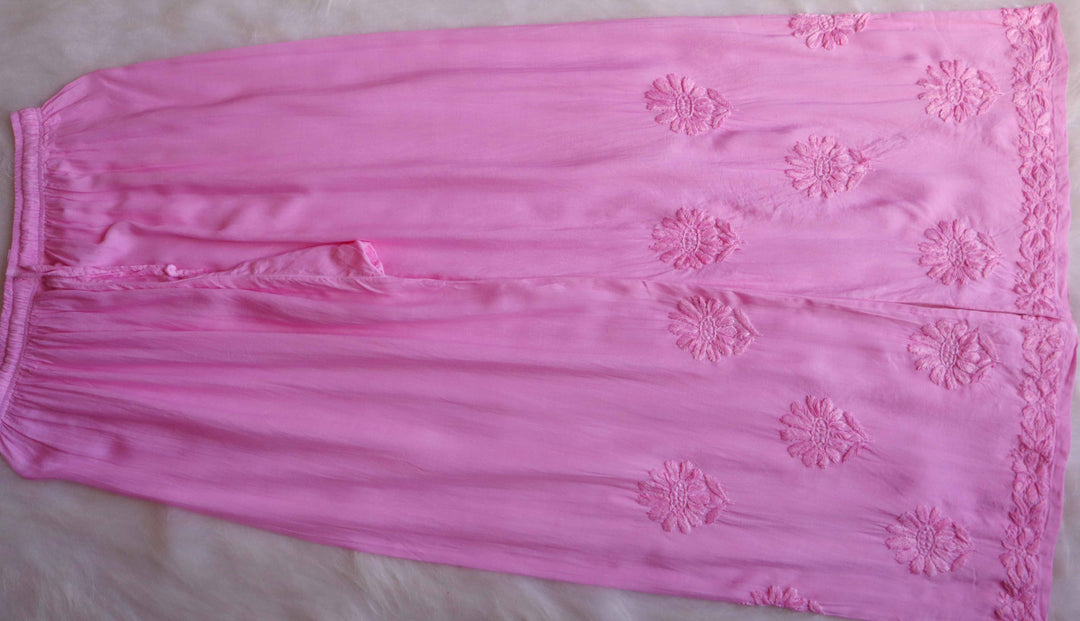 HOOR BABY PINK RAYON KURTA PANT SET