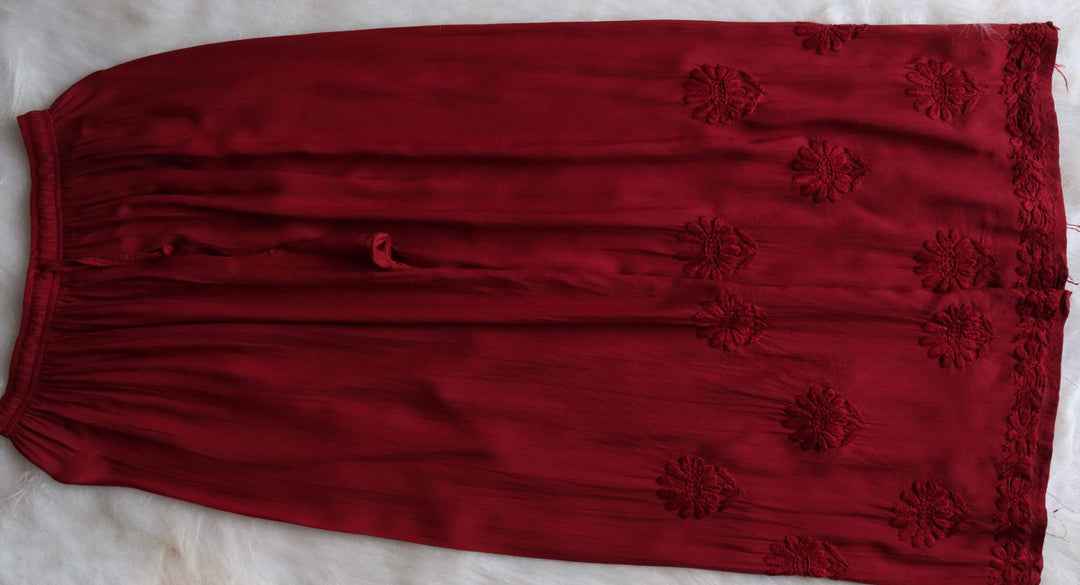 HOOR MAROON RAYON KURTA PANT SET