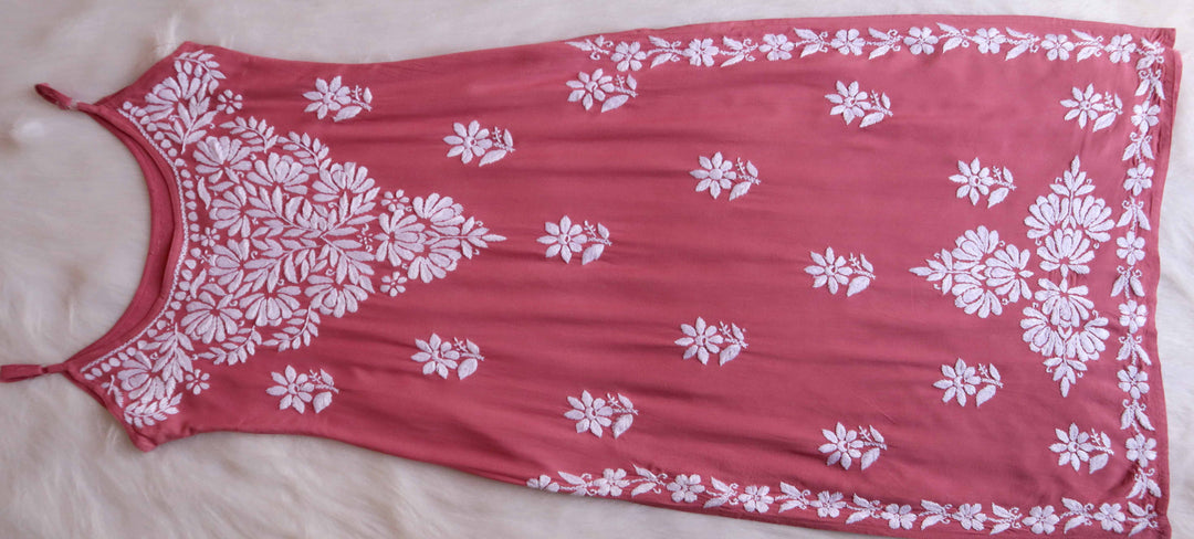 RUHI MAUVE PINK SLEEVELESS RAYON KURTA