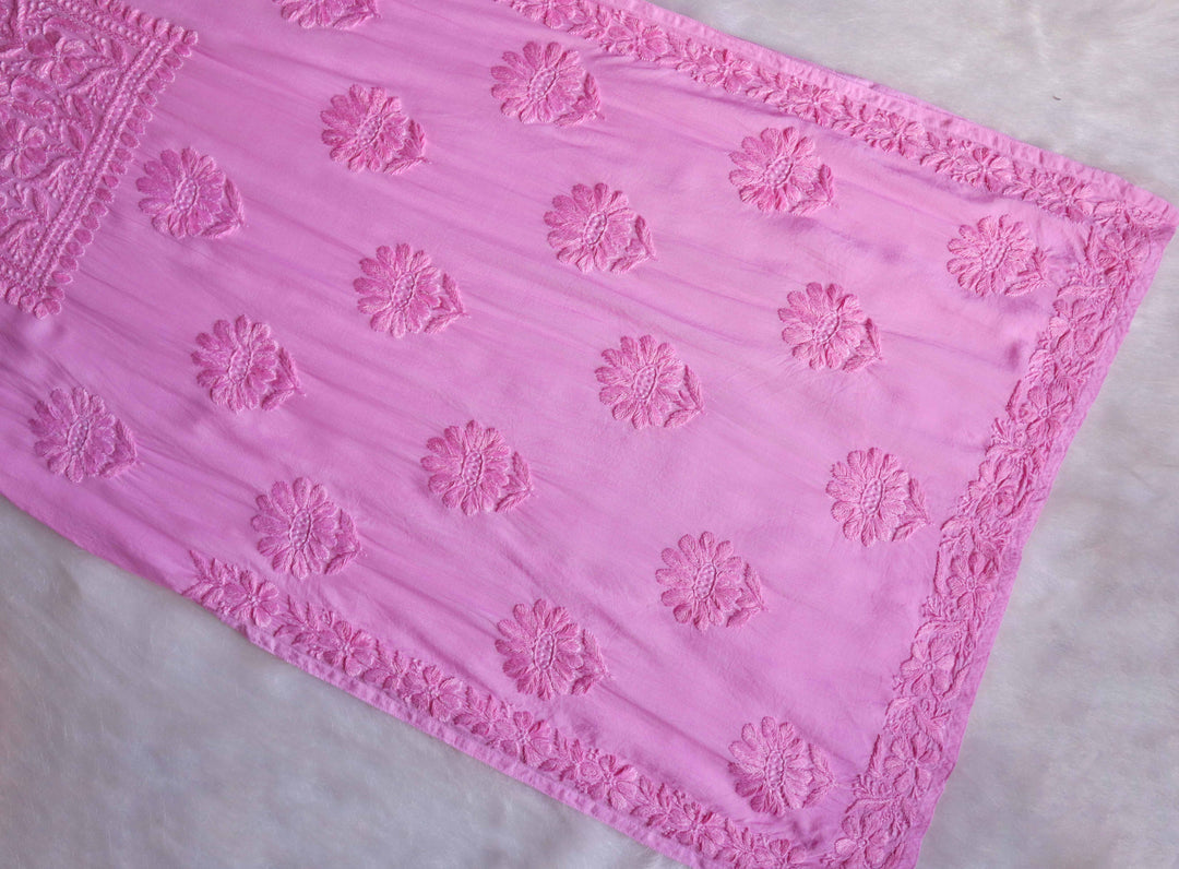 HOOR BABY PINK RAYON KURTA PANT SET