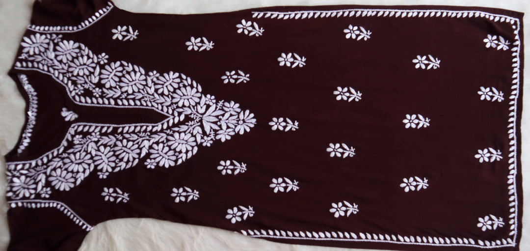 ZOYA COFFE BROWN LONG RAYON KURTA