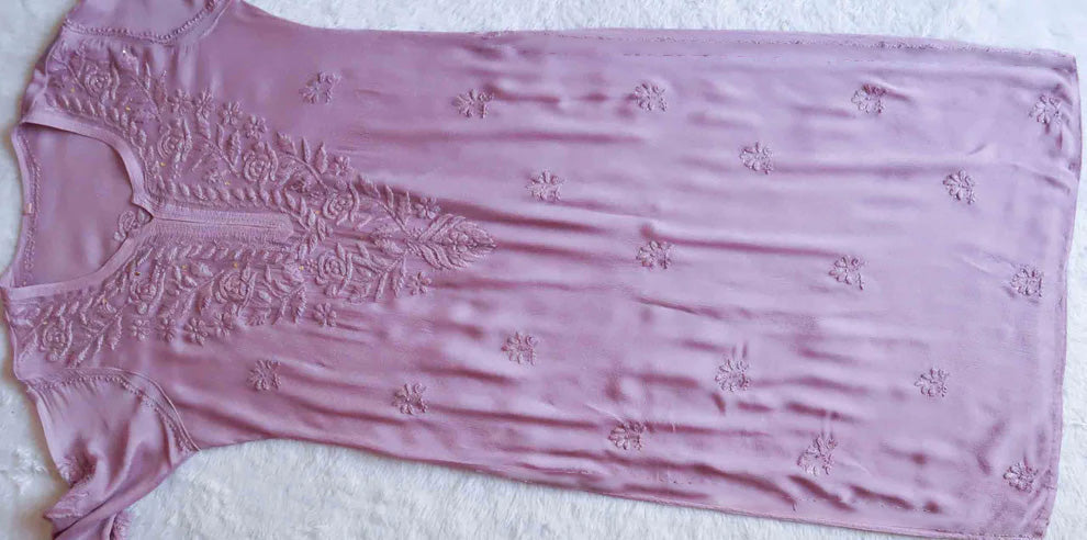 SANA DUSTY PURPLE PURE CHINOON CHIFFON LONG KURTA