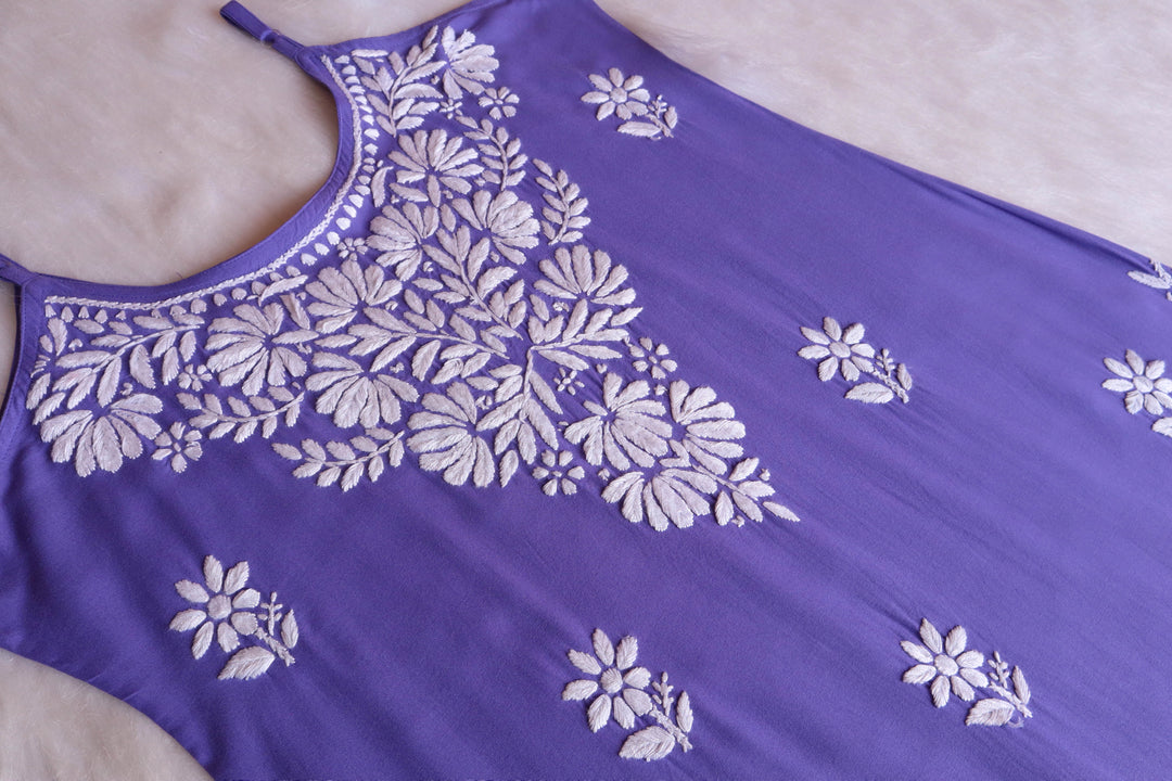 RUHI PURPLE SLEEVELESS RAYON KURTA