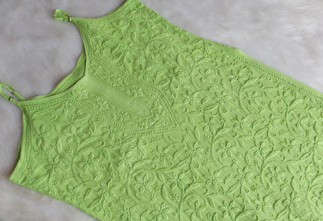 LILY LIME GREEN VISCOSE STRAPPY KURTA