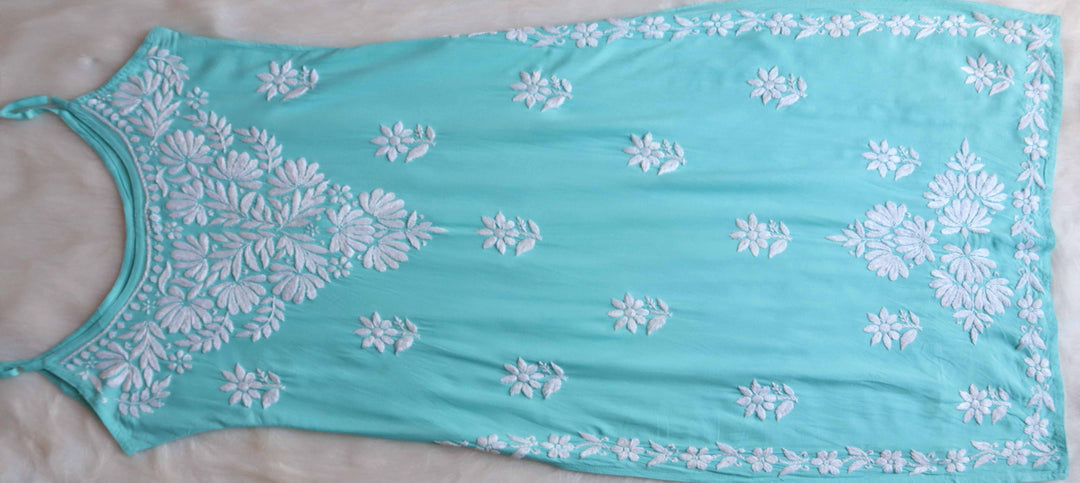 RUHI MINT GREEN SLEEVELESS RAYON KURTA