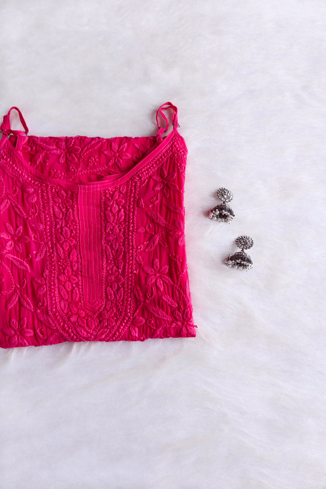 LILY DEEP PINK VISCOSE STRAPPY KURTA