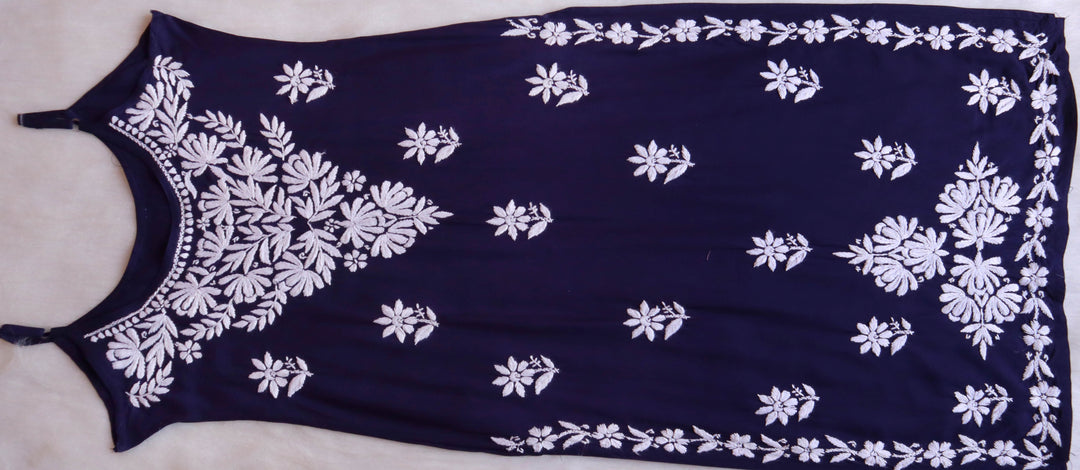RUHI NAVY BLUE SLEEVELESS RAYON KURTA