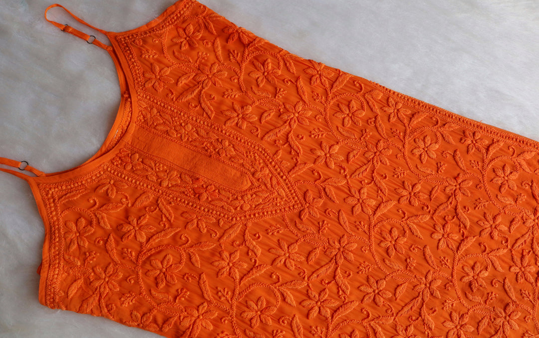 LILY ORANGE VISCOSE STRAPPY KURTA