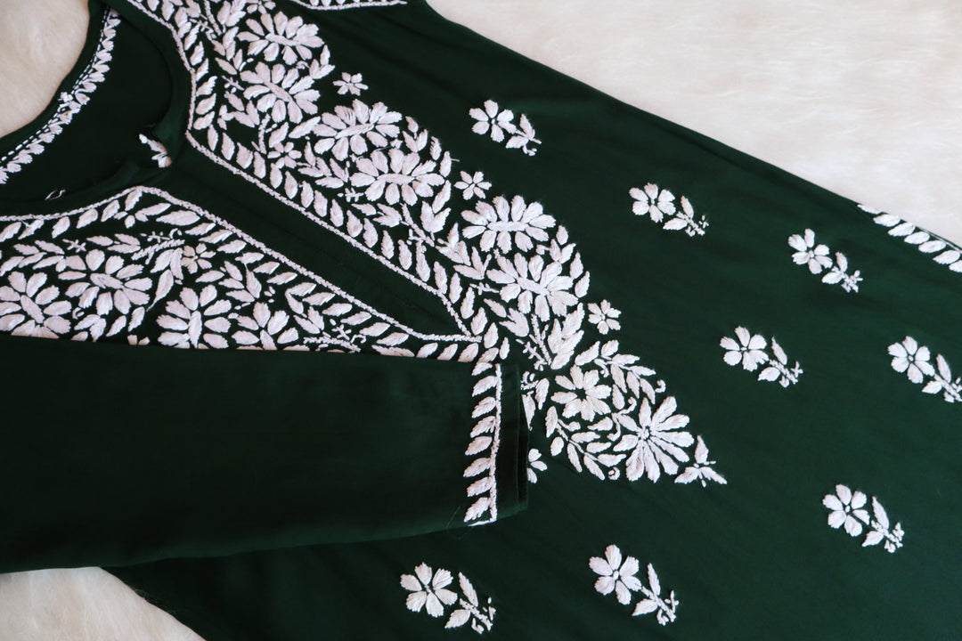 ZOYA GREEN LONG RAYON KURTA