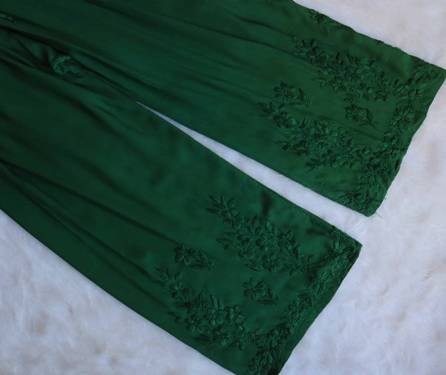 HAYA BOTTLE GREEN RAYON KURTA PANT SET