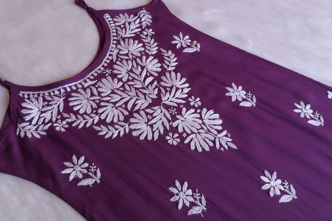 RUHI DUSTY PURPLE SLEEVELESS RAYON KURTA