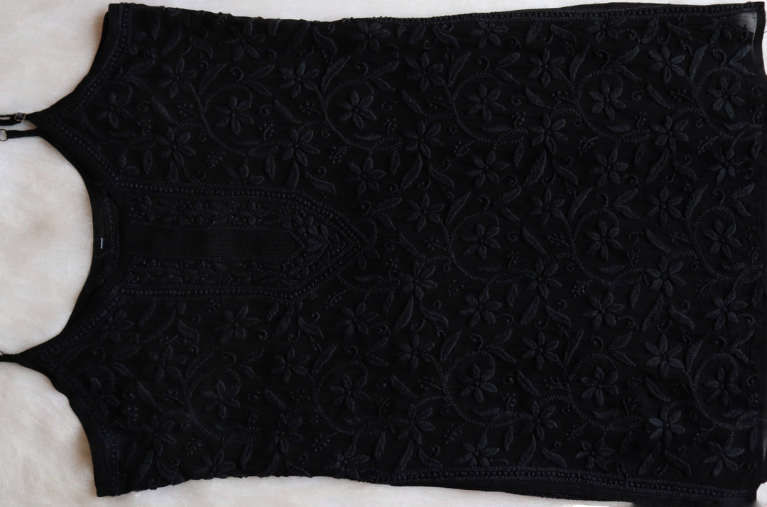LILY BLACK VISCOSE STRAPPY KURTA