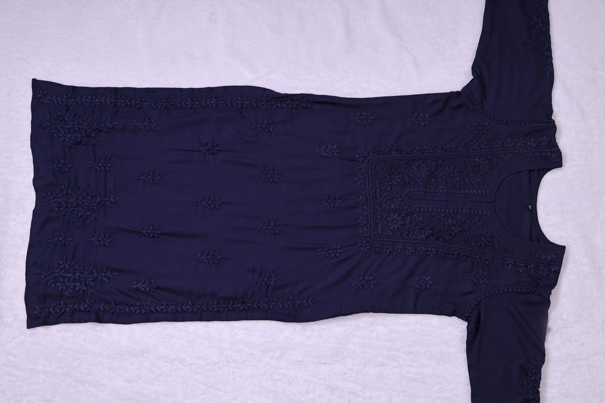 HAYA BLUE RAYON KURTA PANT SET