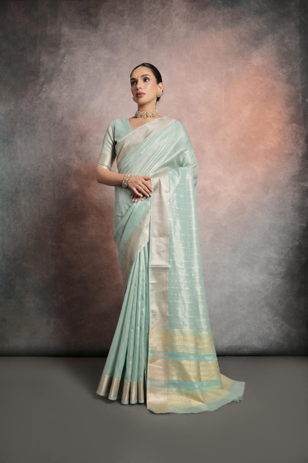 Inaya Light Grey Soft Mulberry Silk saree