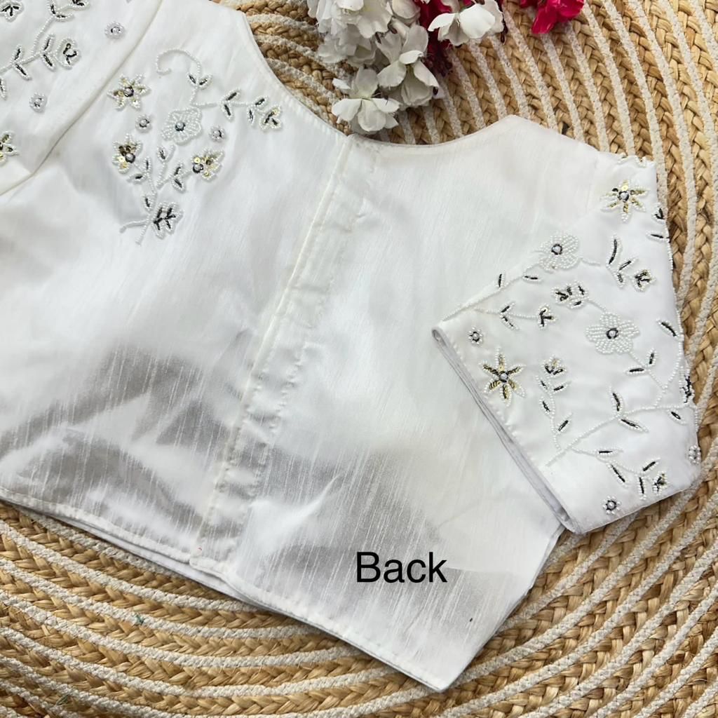 Milan White Handcrafted Work Blouse