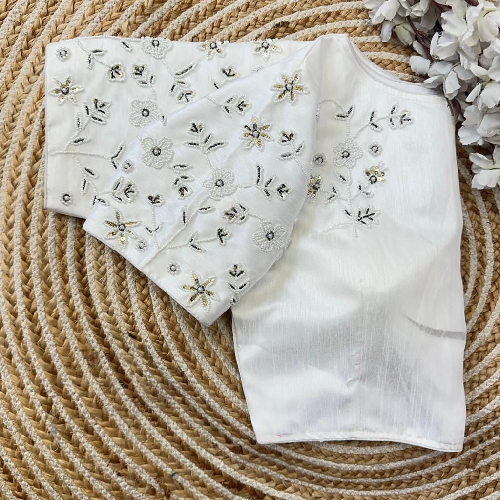 Milan White Handcrafted Work Blouse
