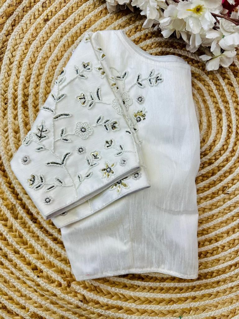 Milan White Handcrafted Work Blouse