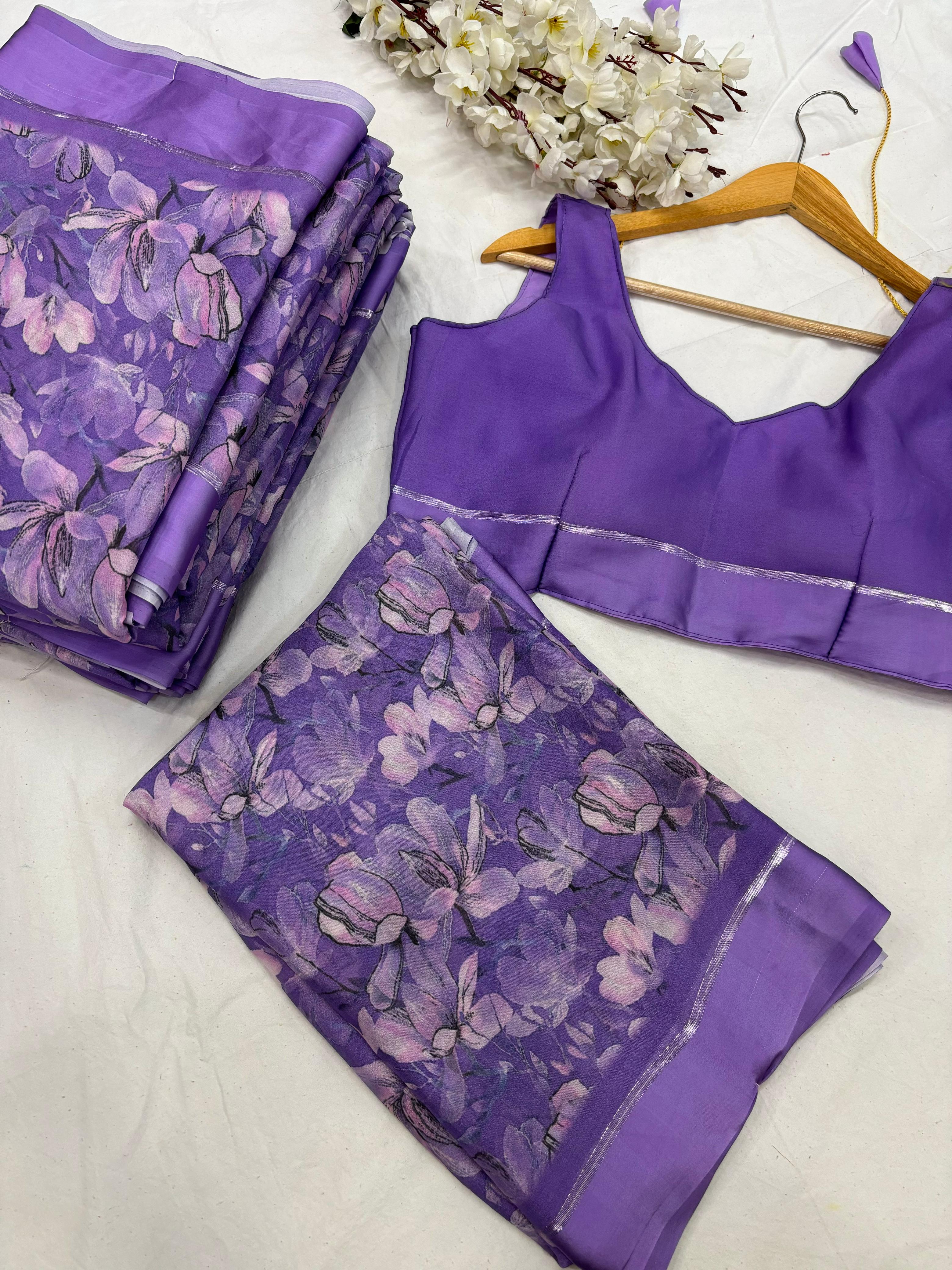 Kavya Lavender printed saree