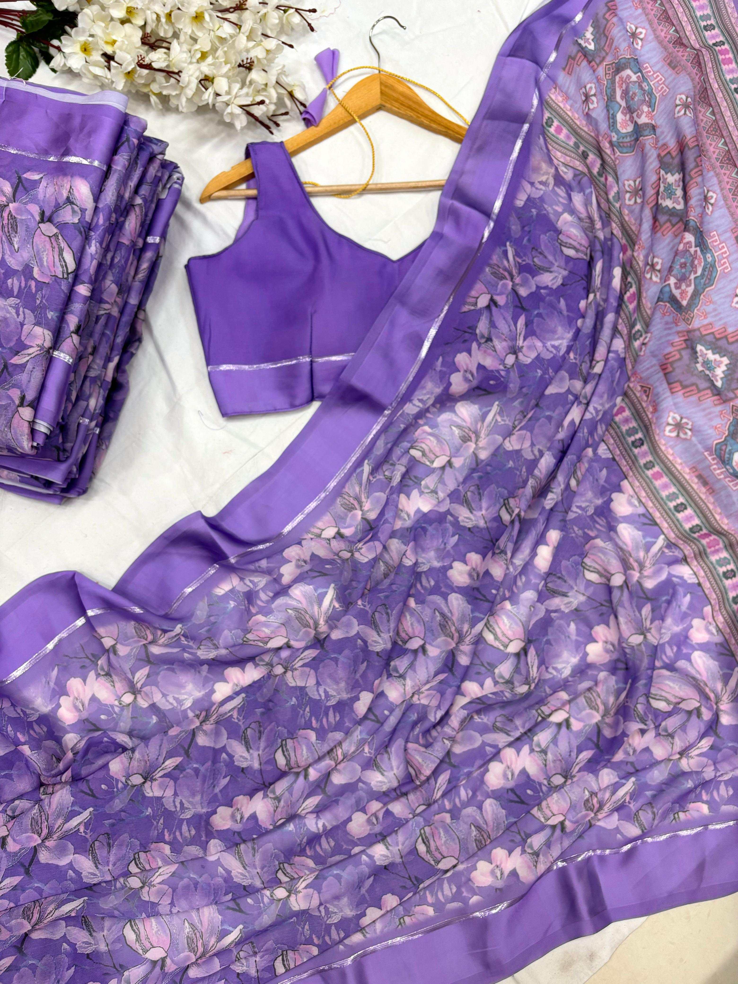 Kavya Lavender printed saree