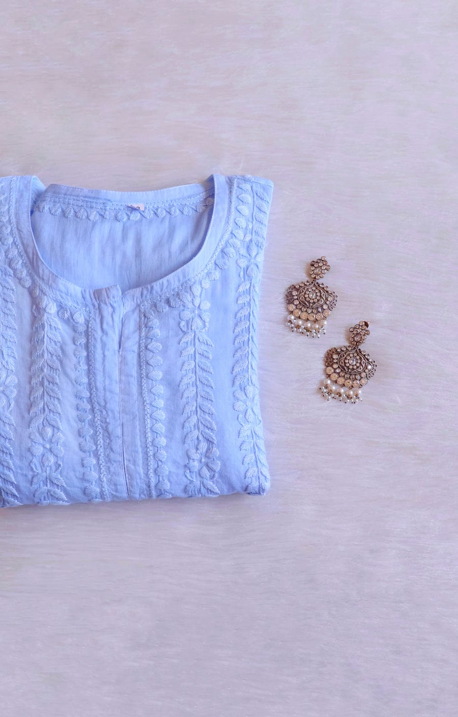 TANVI ICE BLUE PURE COTTON KURTA