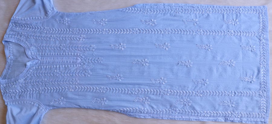 TANVI ICE BLUE PURE COTTON KURTA