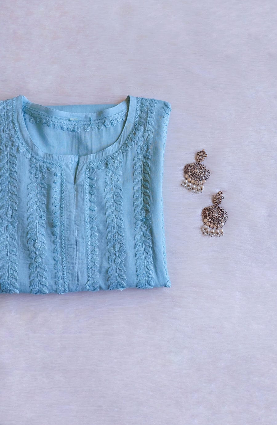 TANVI SEA BLUE PURE COTTON KURTA