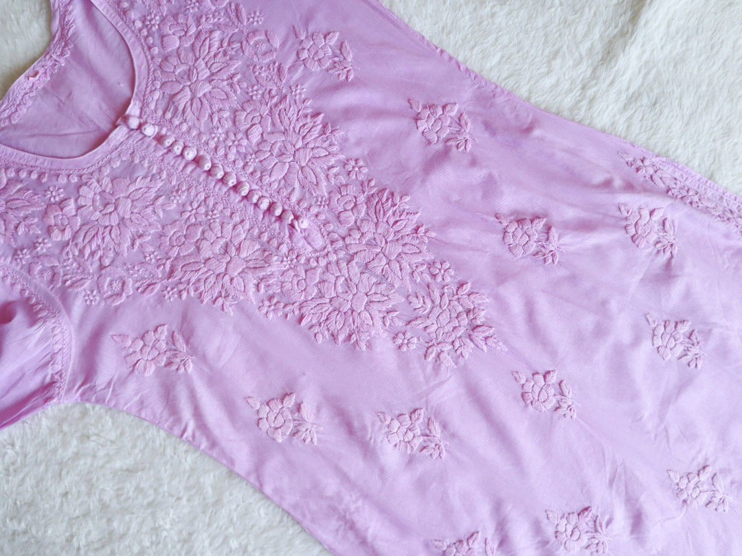 Rubab Lavander Rayon Long Kurti