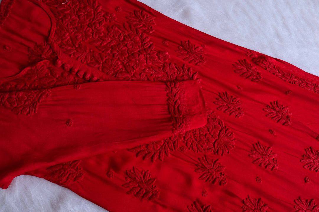 HASEENA RED RAYON KURTA