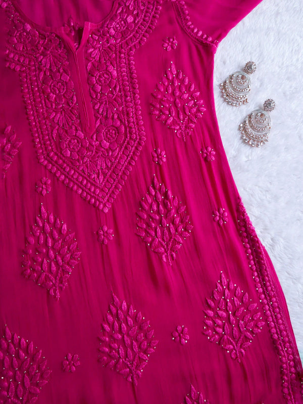 Liyaana Rani Pink Viscose Georgette Kurta