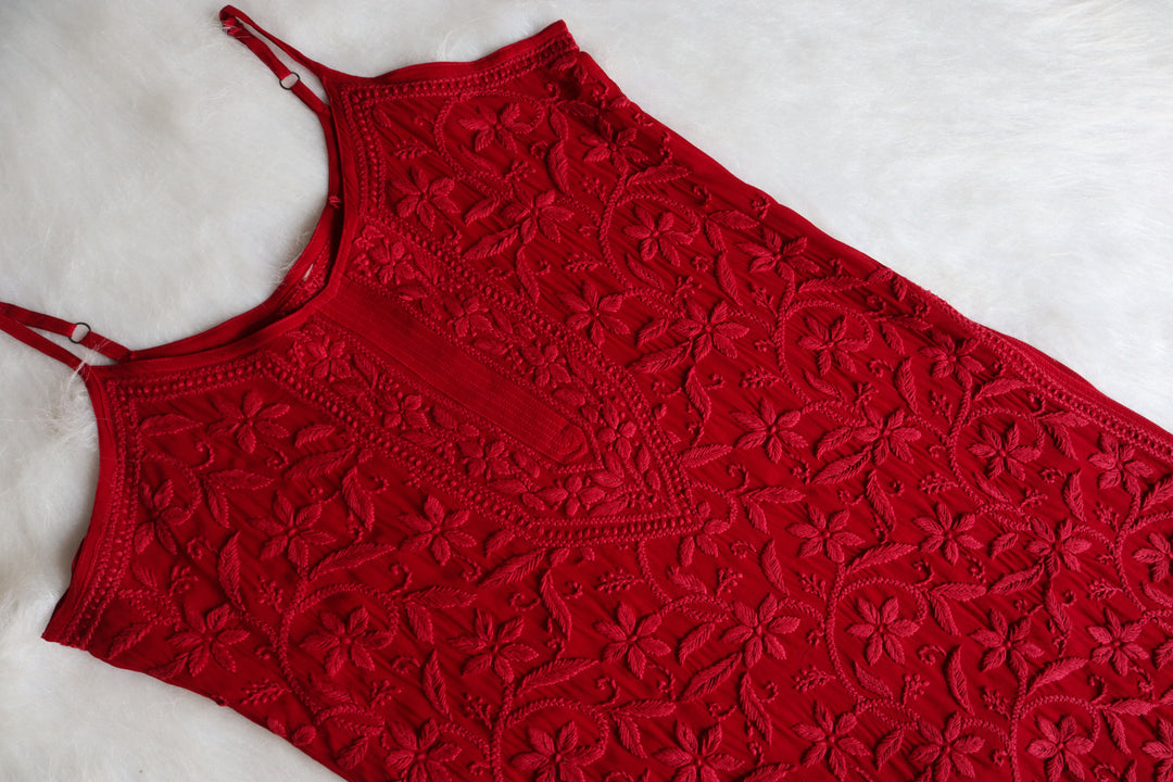 LILY MAROON VISCOSE STRAPPY KURTA