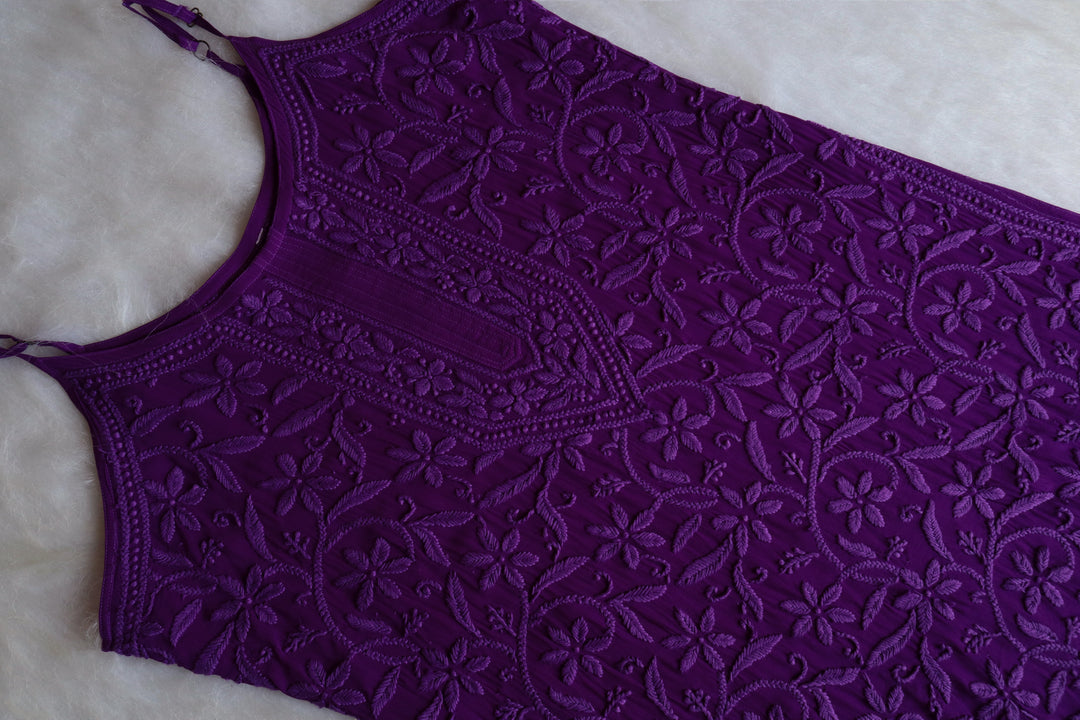LILY DEEP PURPLE VISCOSE STRAPPY KURTA