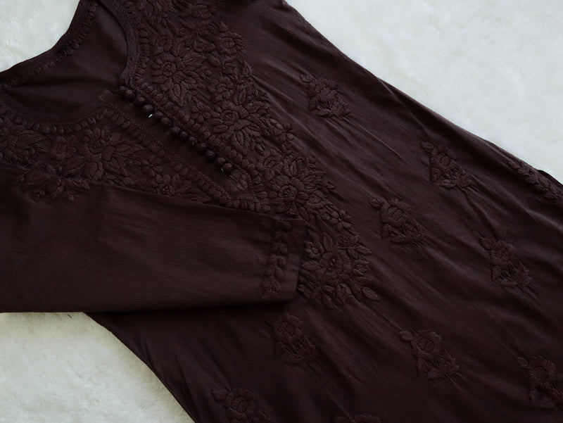 Rubab Coffee Brown Rayon Long Kurti