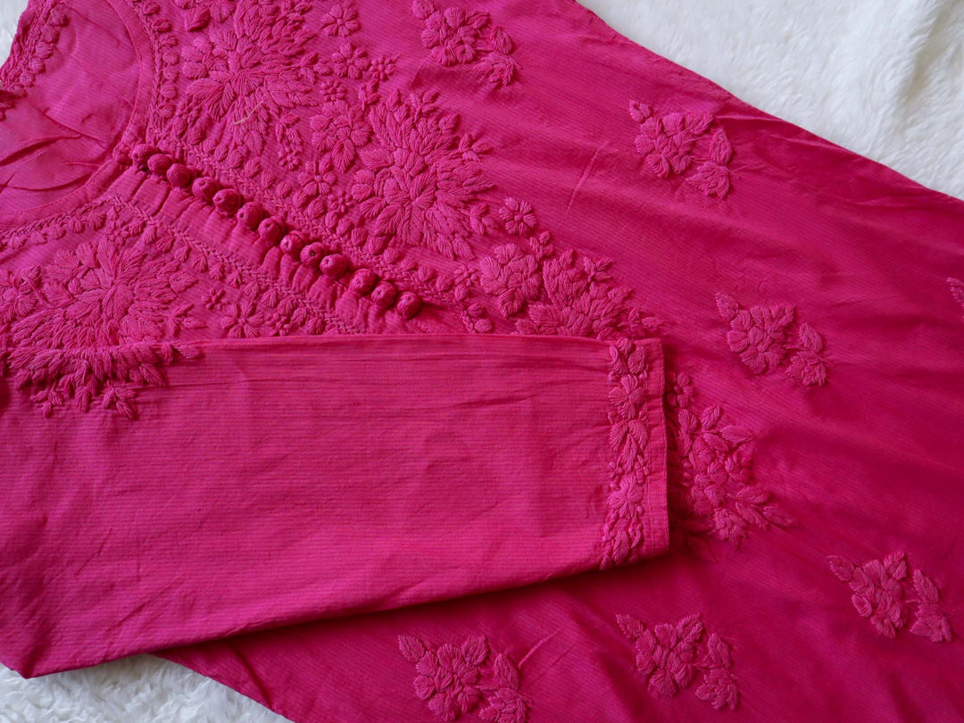 Rubab Deep Pink Rayon Long Kurti