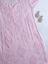 Liyaana Baby Pink Viscose Georgette Kurta